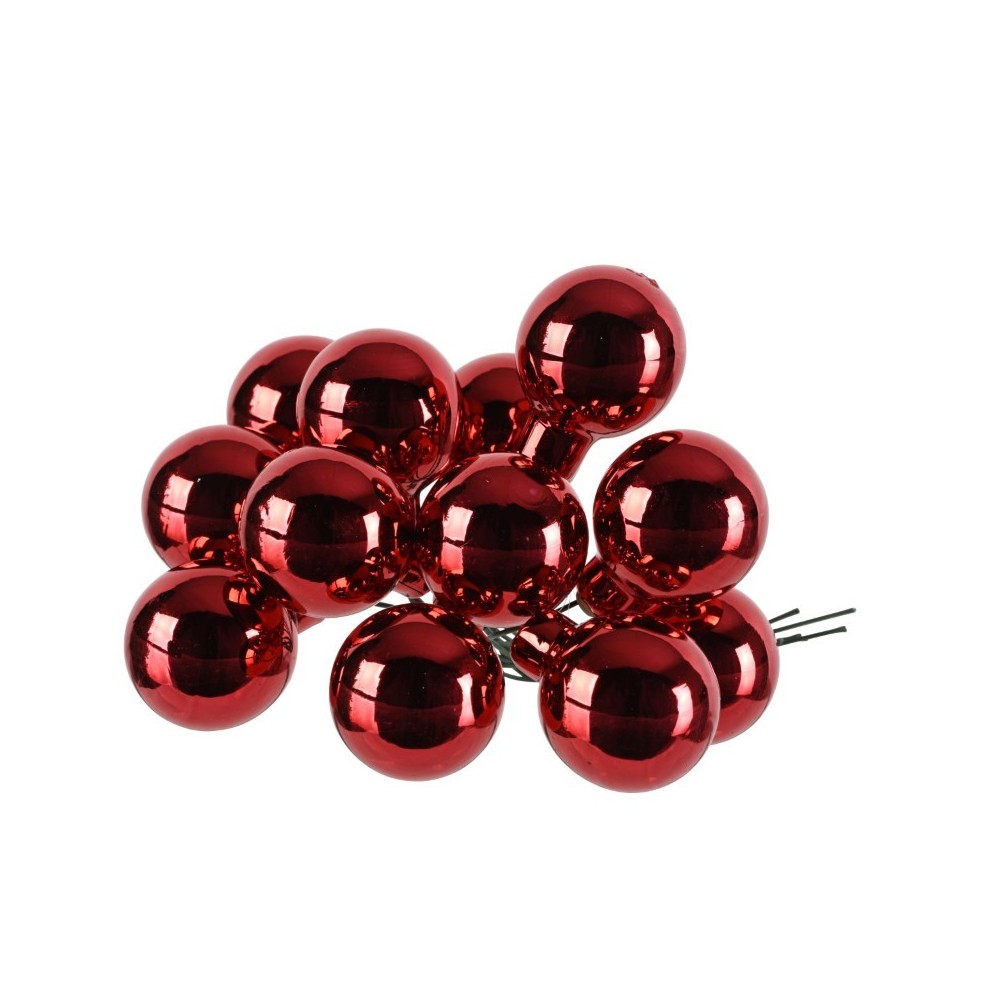 BOX 144 MINI SFERE VETRO ROSSO D.2.5